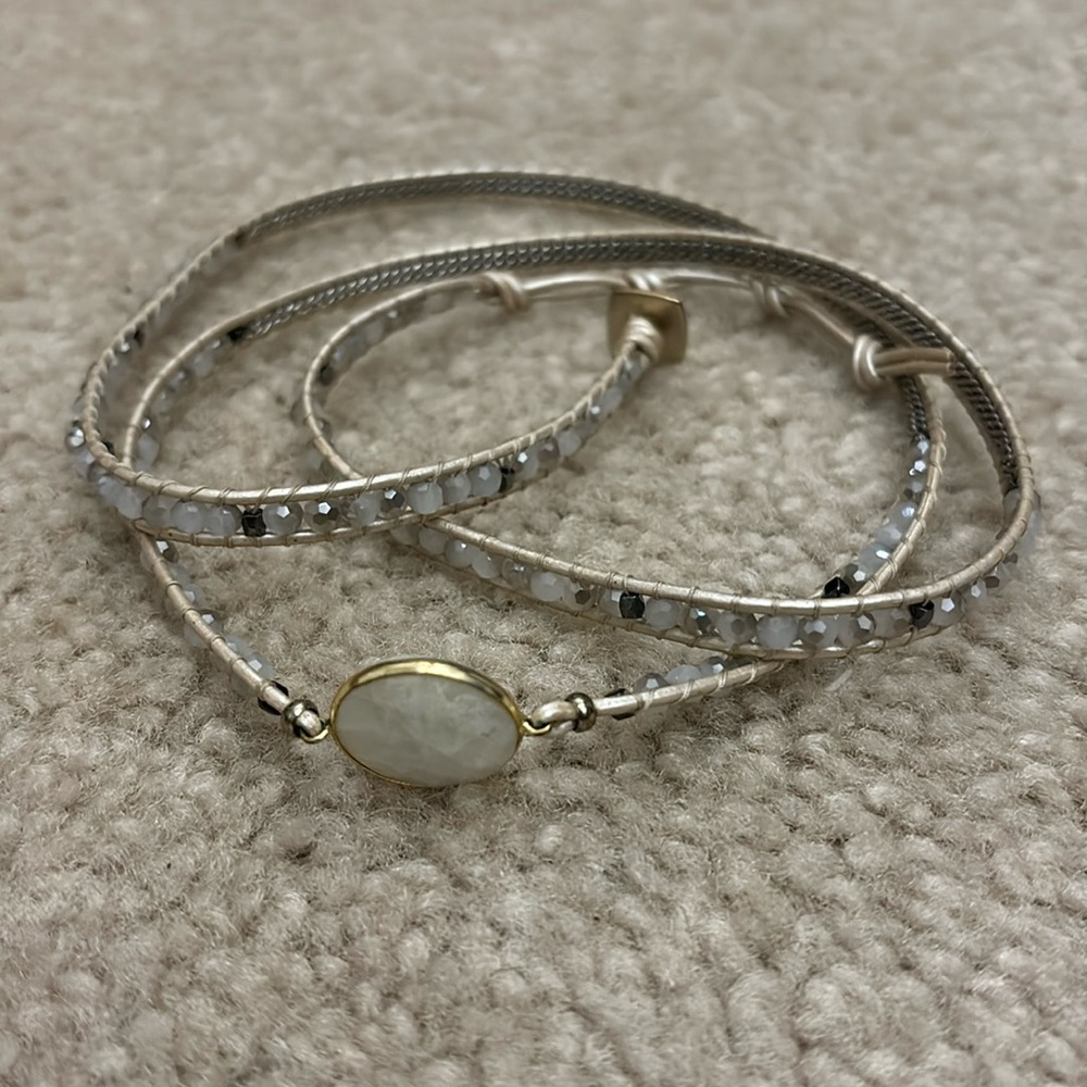 NWT Nakamol Nancie White Natural Stone 35” Wrap Bracelet